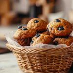 Basket of Bakery-Style Blueberry Muffins