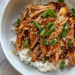 Sweet Hawaiian Crockpot Chicken Served with Rice.