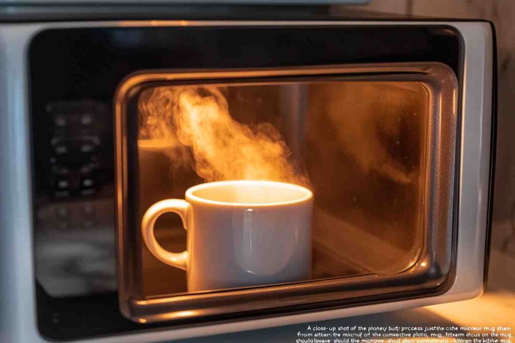 Phoney butter mug cooking in the microwave.