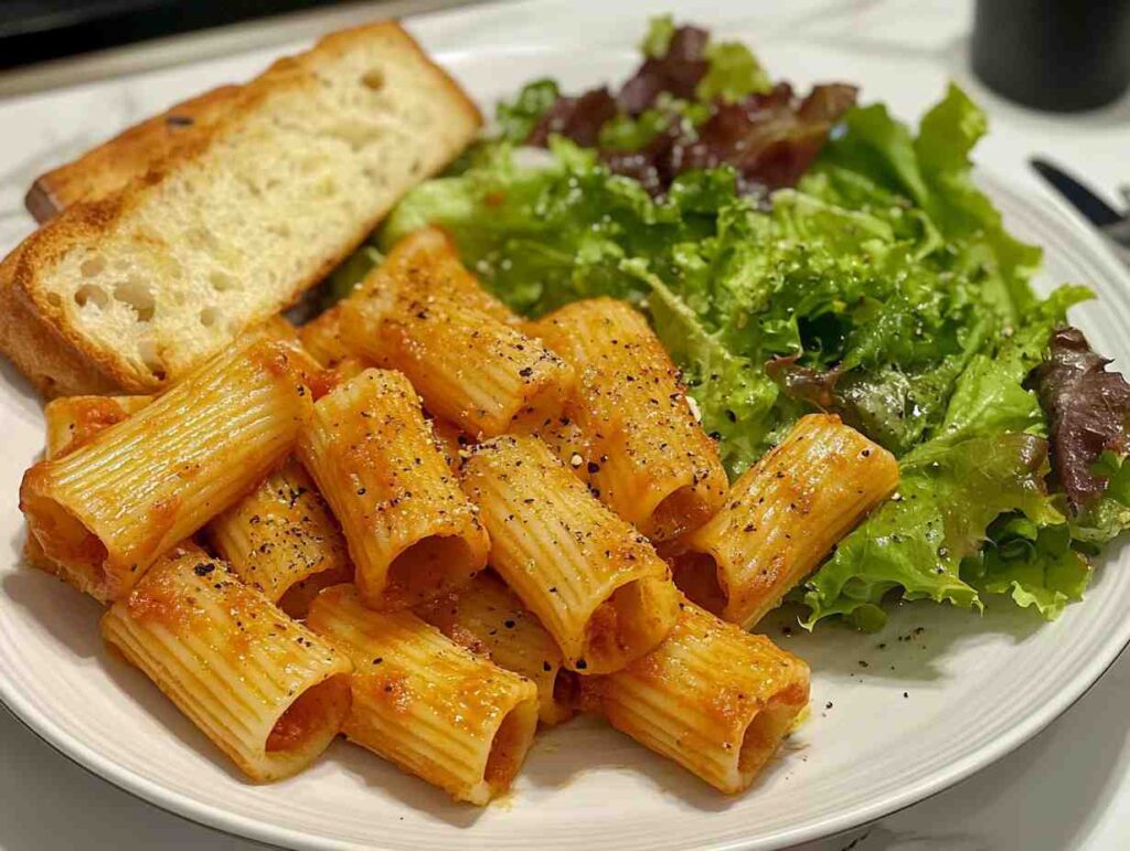 Serving suggestions for rigatoni alla grassa (no pork).