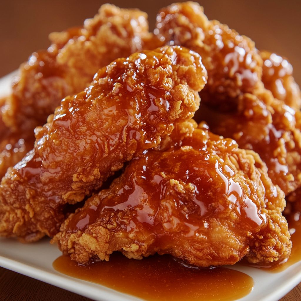 Honey hot sauce on fried chicken