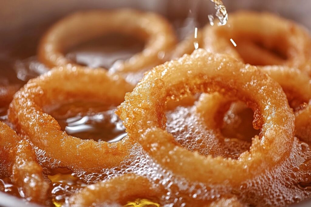 Onion french fries with various dipping sauces